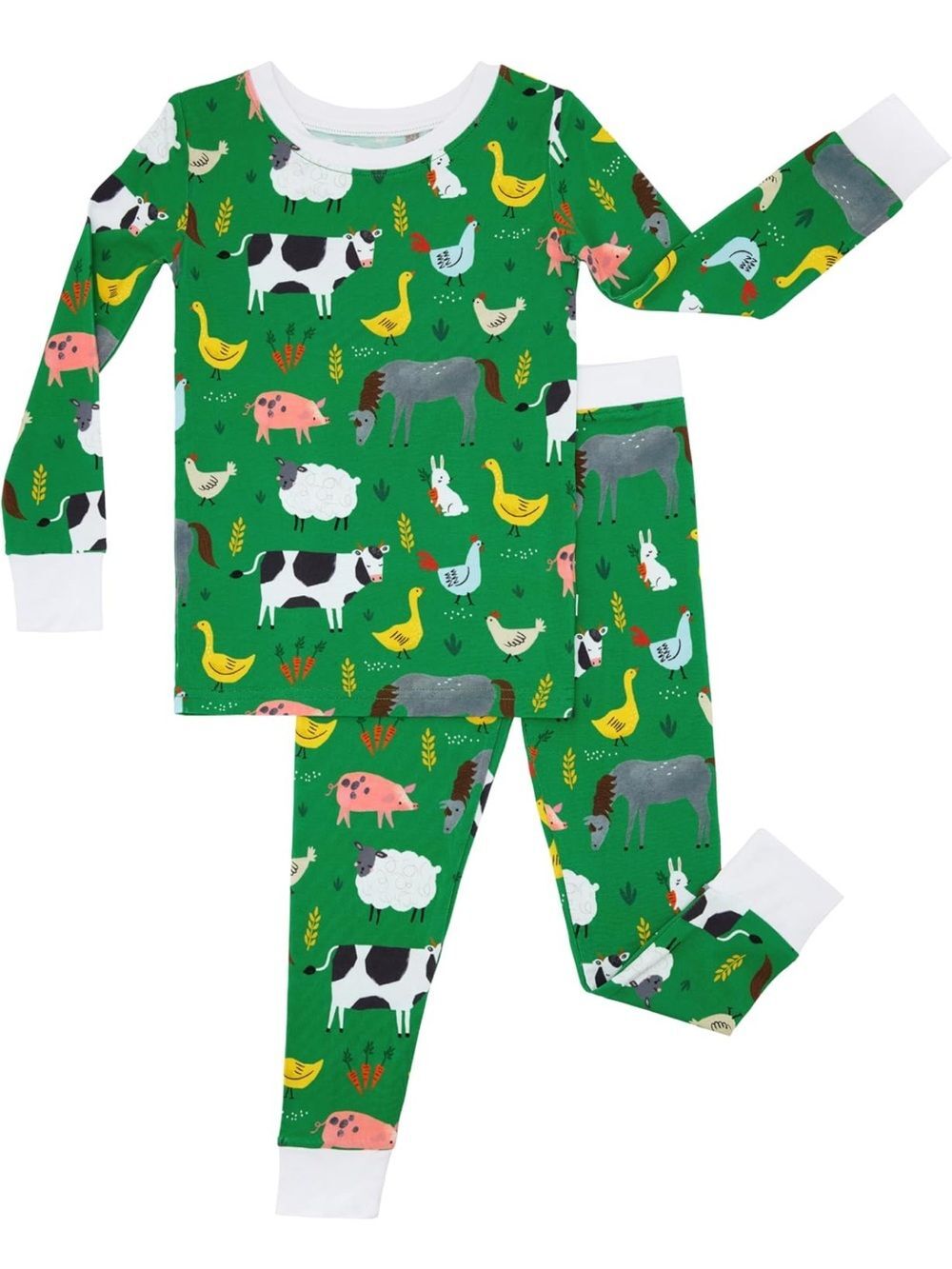 Little Sleepies Bamboo Farm Animals Pajama Set Size 9 10 Long Sleeves Pants
